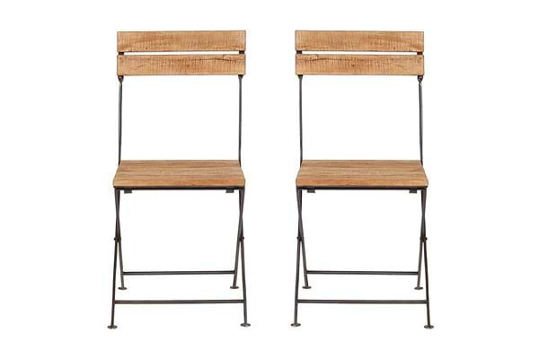 Rishikesh Reclaimed Wood & Iron Folding Chairs - (Set of 2)