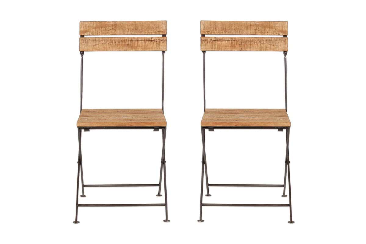 Rishikesh Reclaimed Wood & Iron Folding Chairs - (Set of 2)
