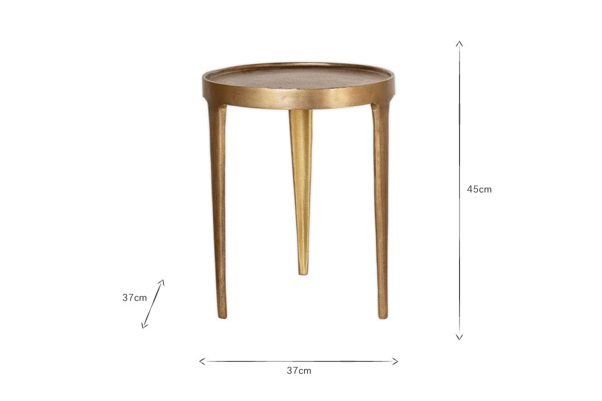 Rohia Cast Metal Side Table - Brass