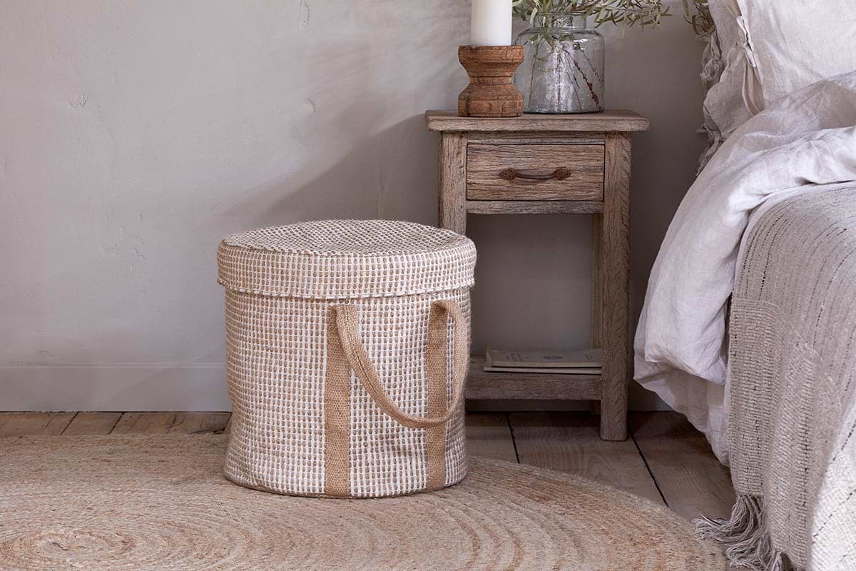 Rohia Laundry Basket - Natural & Cream-STORAGE-Nkuku