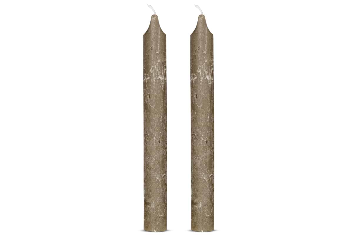 Rustic Soy Blend Dinner Candle - Olive Green - (Set of 2)-CANDLES & HOME FRAGRANCE-Nkuku