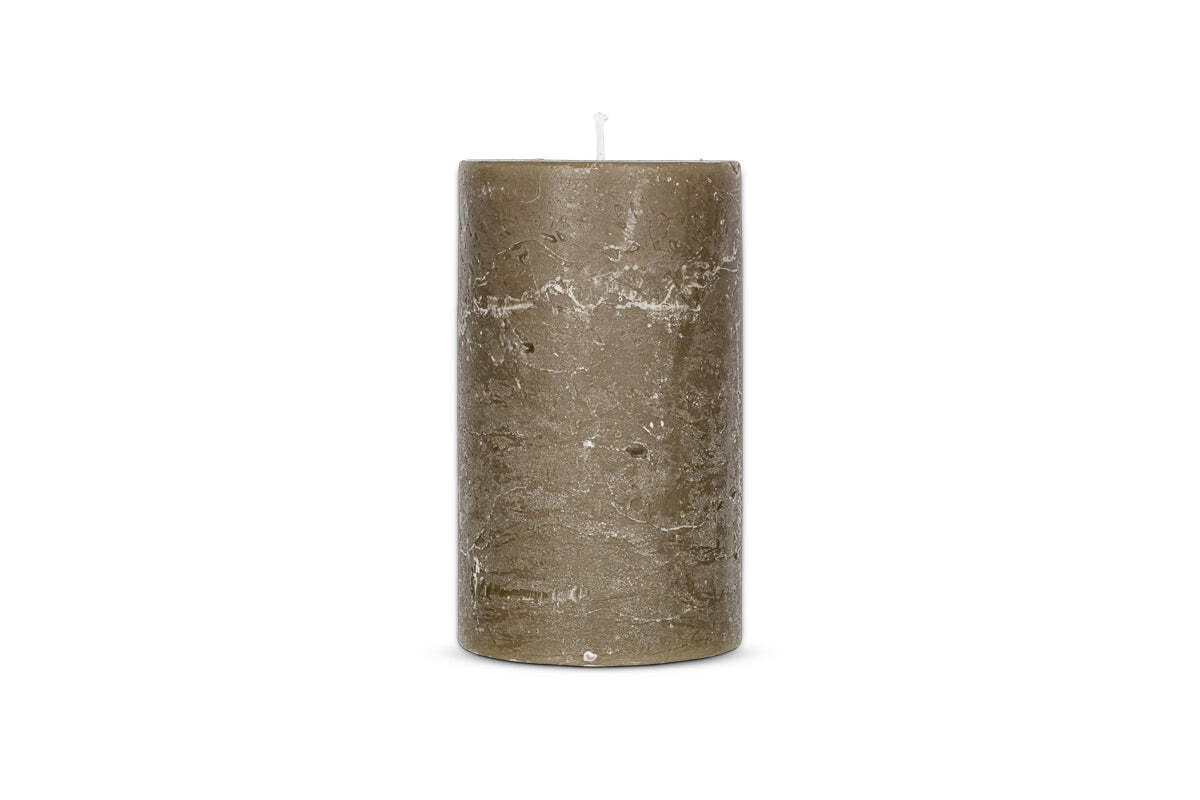 Rustic Soy Blend Pillar Candle - Olive Green - Large-CANDLES & HOME FRAGRANCE-Nkuku