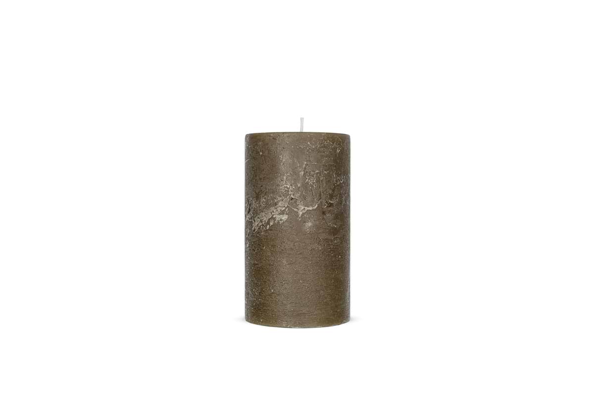 Rustic Soy Blend Pillar Candle - Olive Green - Small-CANDLES & HOME FRAGRANCE-Nkuku
