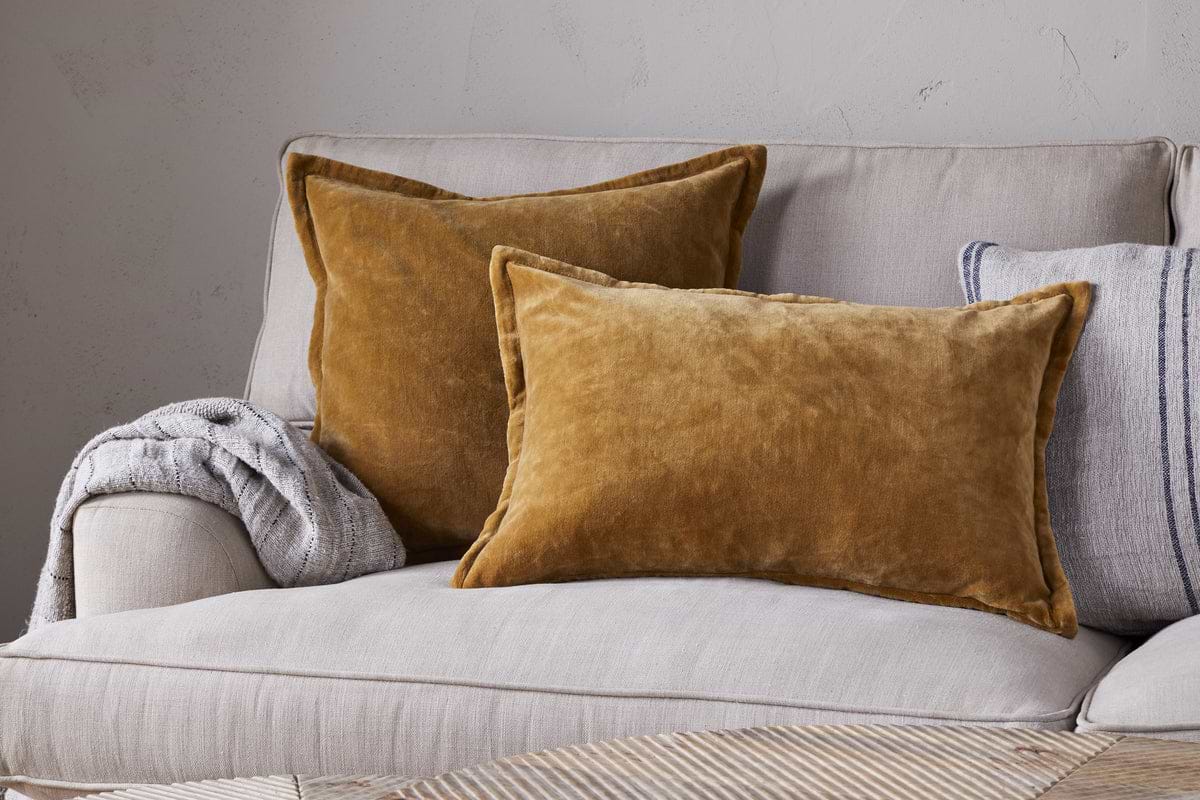 Sela Velvet Cushion Cover - Ochre-TEXTILES-Nkuku
