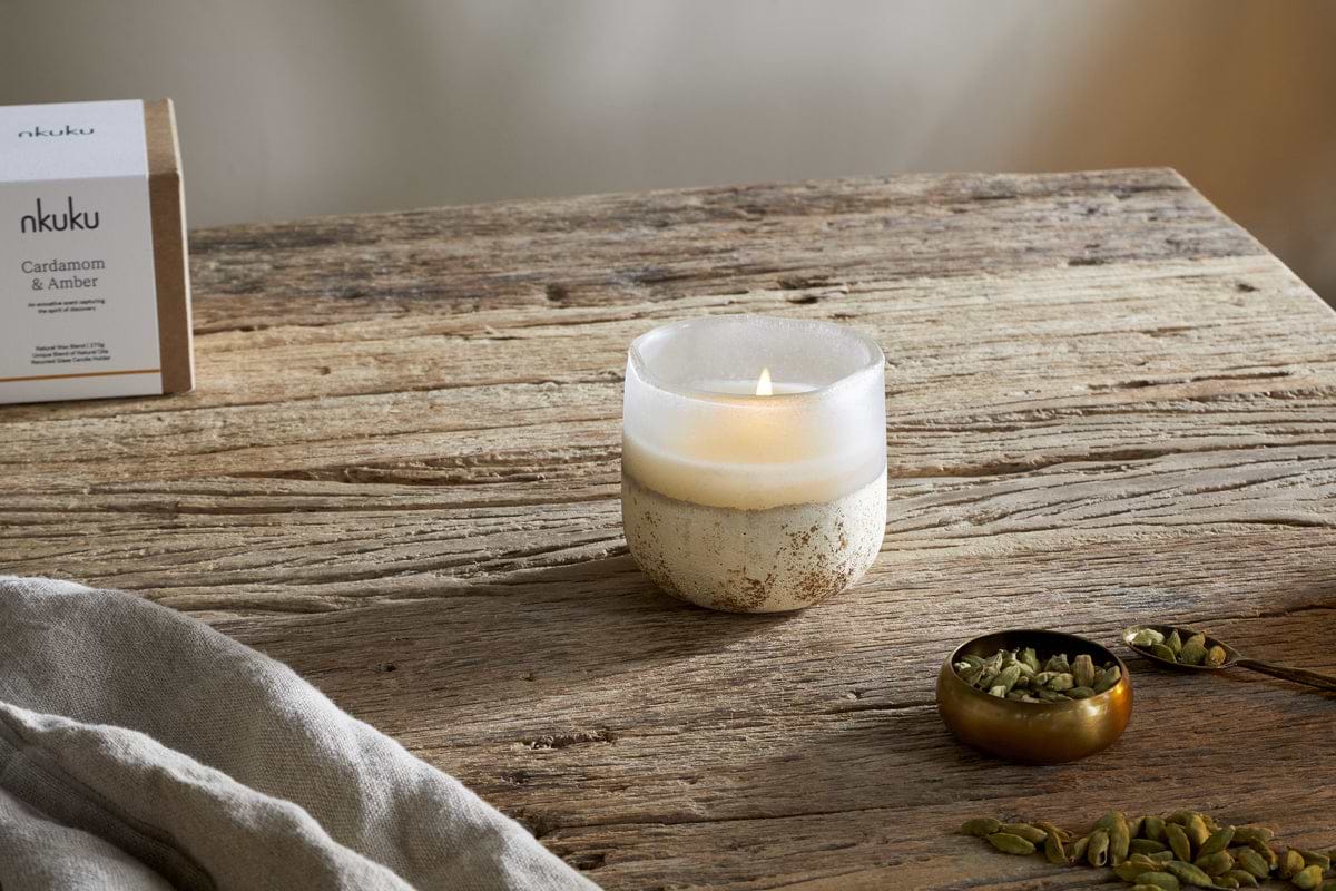 Cardamom & Amber 1 Wick Scented Candle - Aged Smoke - 1 Wick-CANDLES & HOME FRAGRANCE-Nkuku