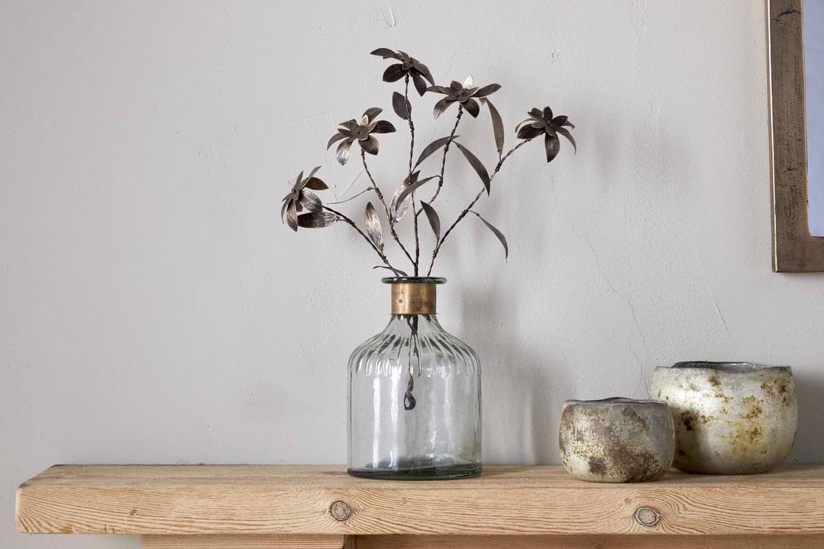 Svara Stem Flower - Antique Brass-DECORATIVE ACCESSORIES-Nkuku