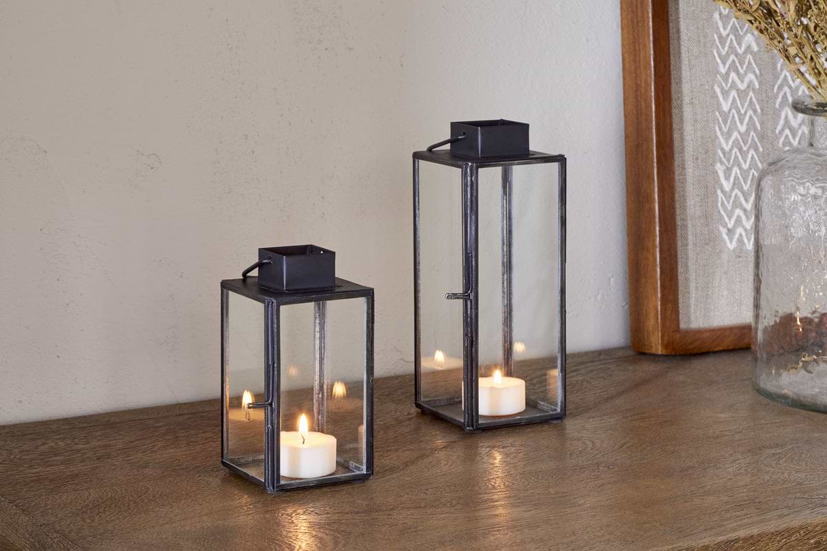 Sia Mini Table Lantern - Black-CANDLES HOLDERS & LANTERNS-Nkuku