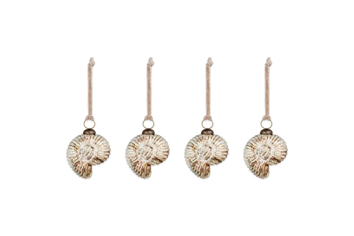 Sachin Shell Baubles - Rustic Gold - (Set of 4)