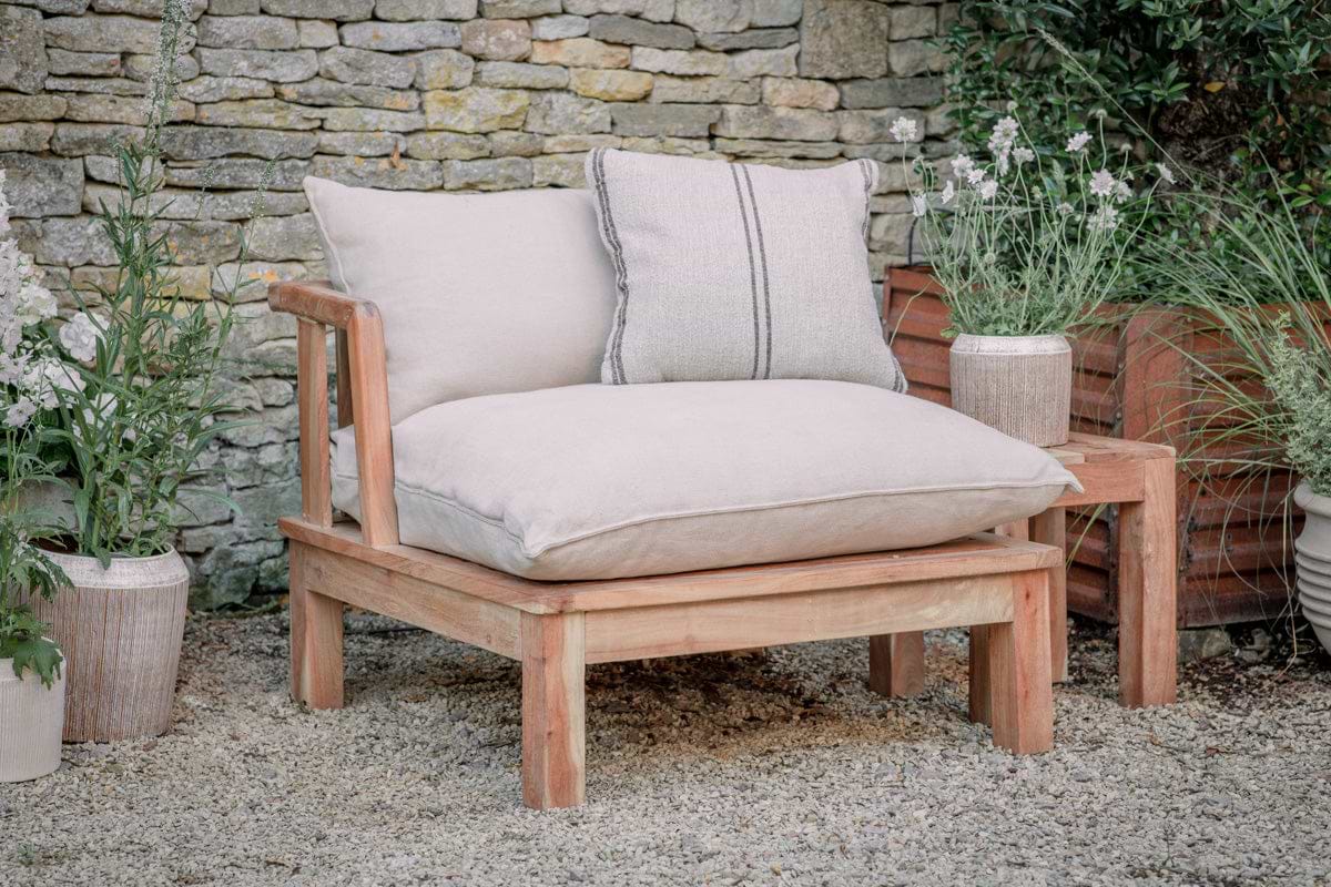 Sadhi Acacia Wood Outdoor Love Seat - Natural-GARDEN-Nkuku