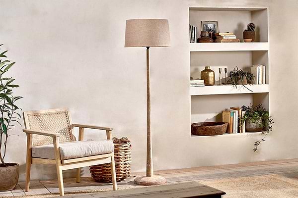 Sahar Mango Wood Floor Lamp-LAMPS-Nkuku