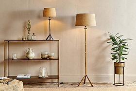 Sahhil Metal Tripod Floor Lamp - Antique Brass-LAMPS-Nkuku