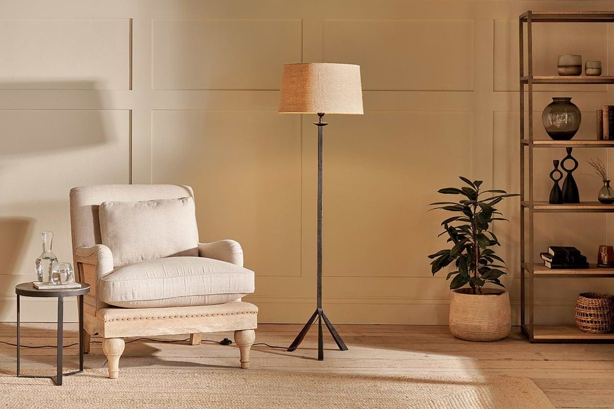 Sahhil Metal Tripod Floor Lamp - Antique Bronze-LAMPS-Nkuku