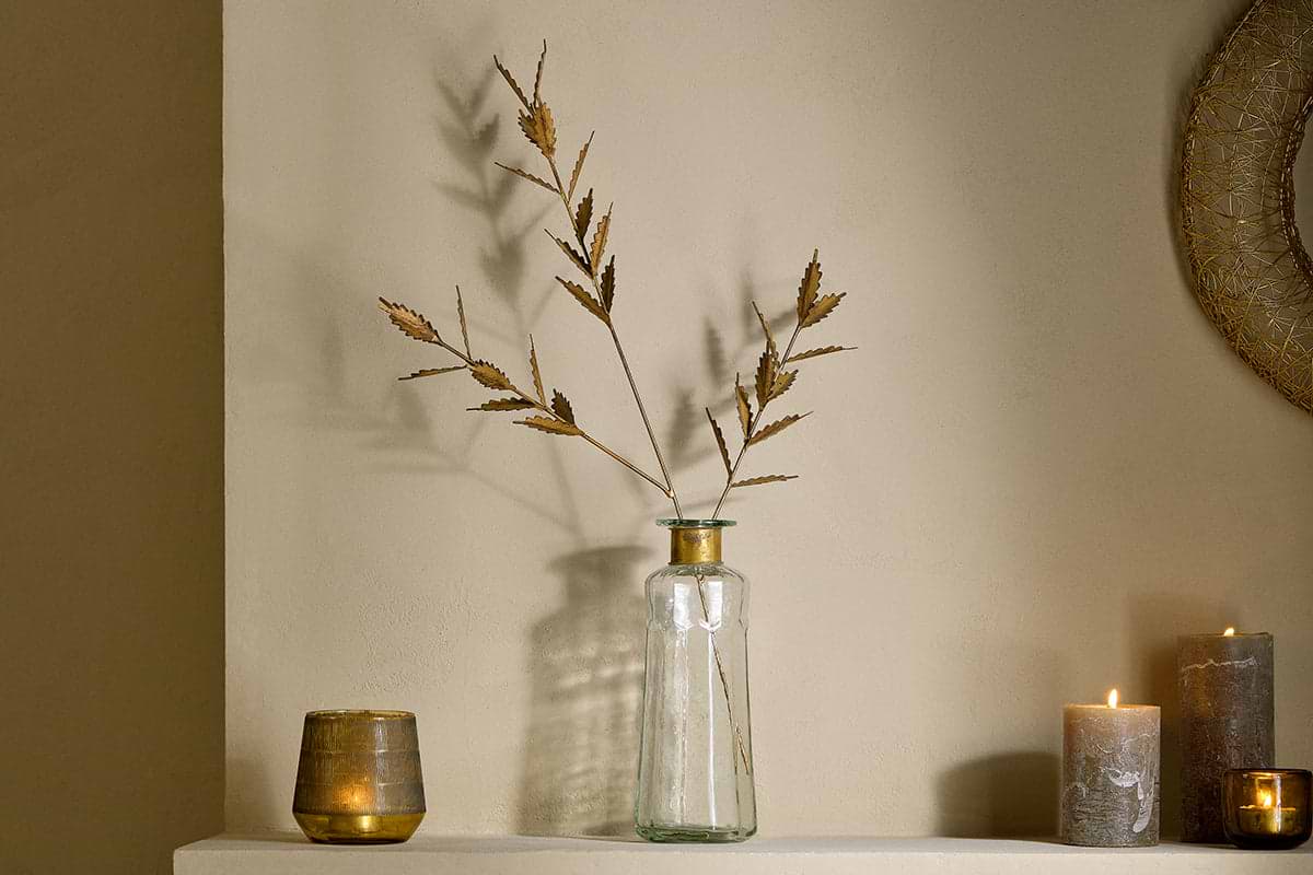 San Stem Leaves - Antique Brass-DECORATIVE ACCESSORIES-Nkuku