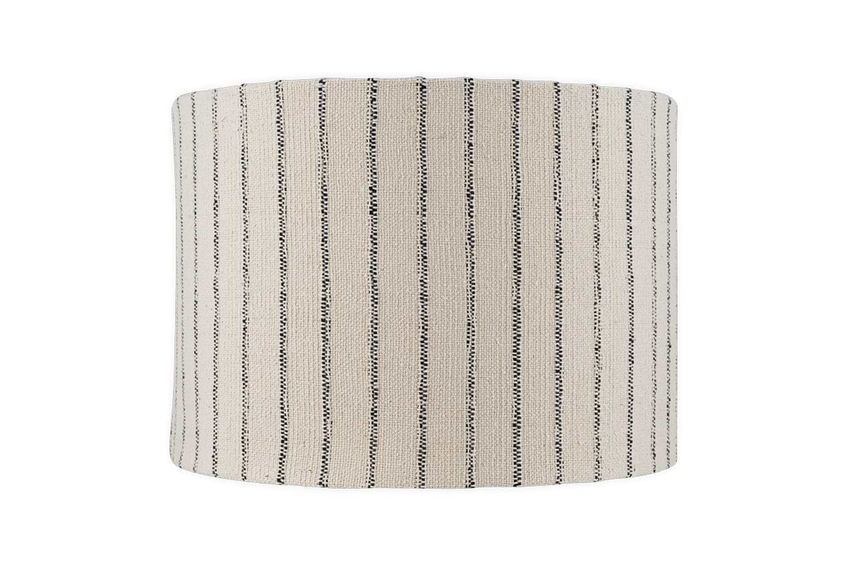 Sanja Cotton Stripe Lampshade - Off White & Grey-SHADES-Nkuku