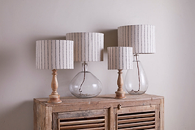 Sanja Cotton Stripe Lampshade - Off White & Grey