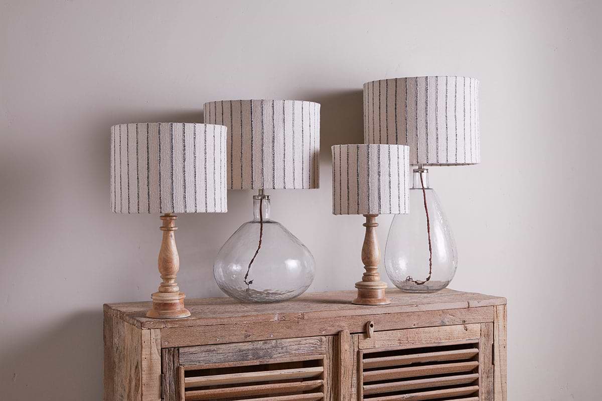 Sanja Cotton Stripe Lampshade - Off White & Grey