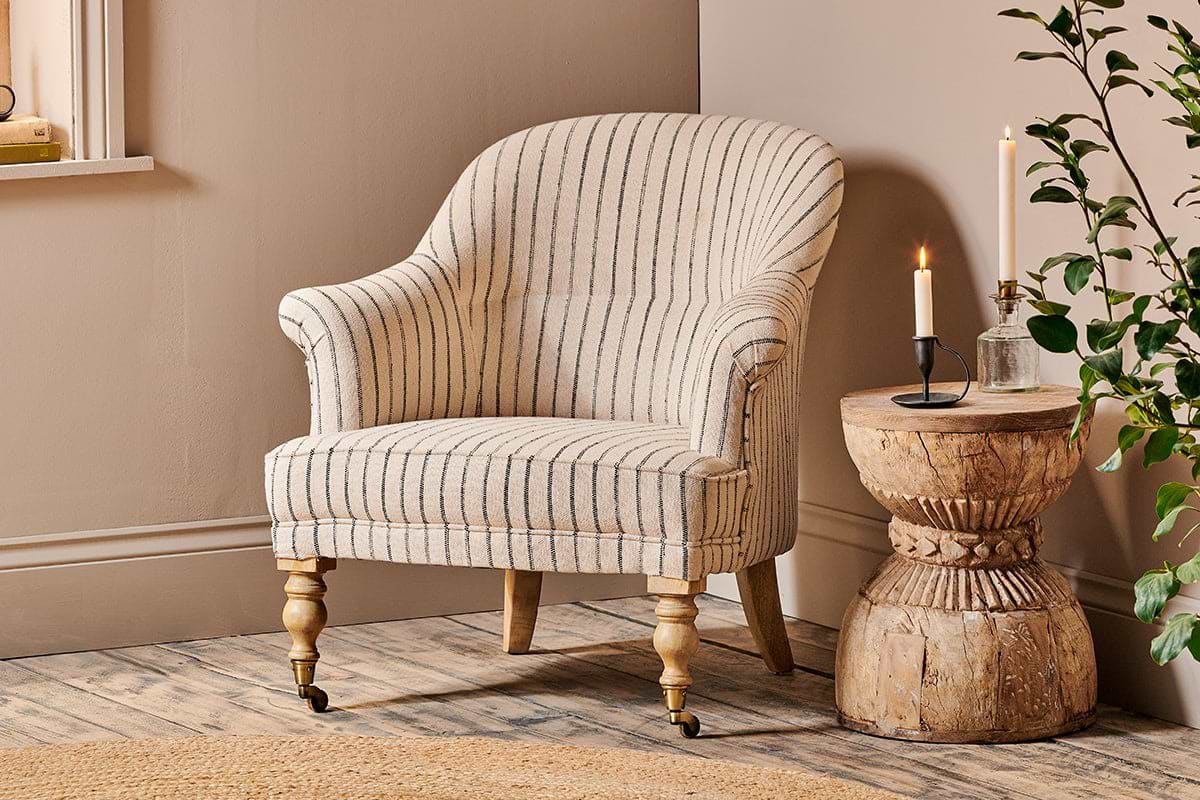 Sanja Stripe Armchair-SEATING-Nkuku