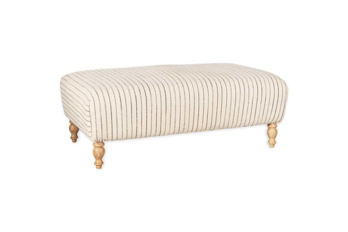 Sanja Stripe Upholstered Ottoman - Off White-SEATING-Nkuku