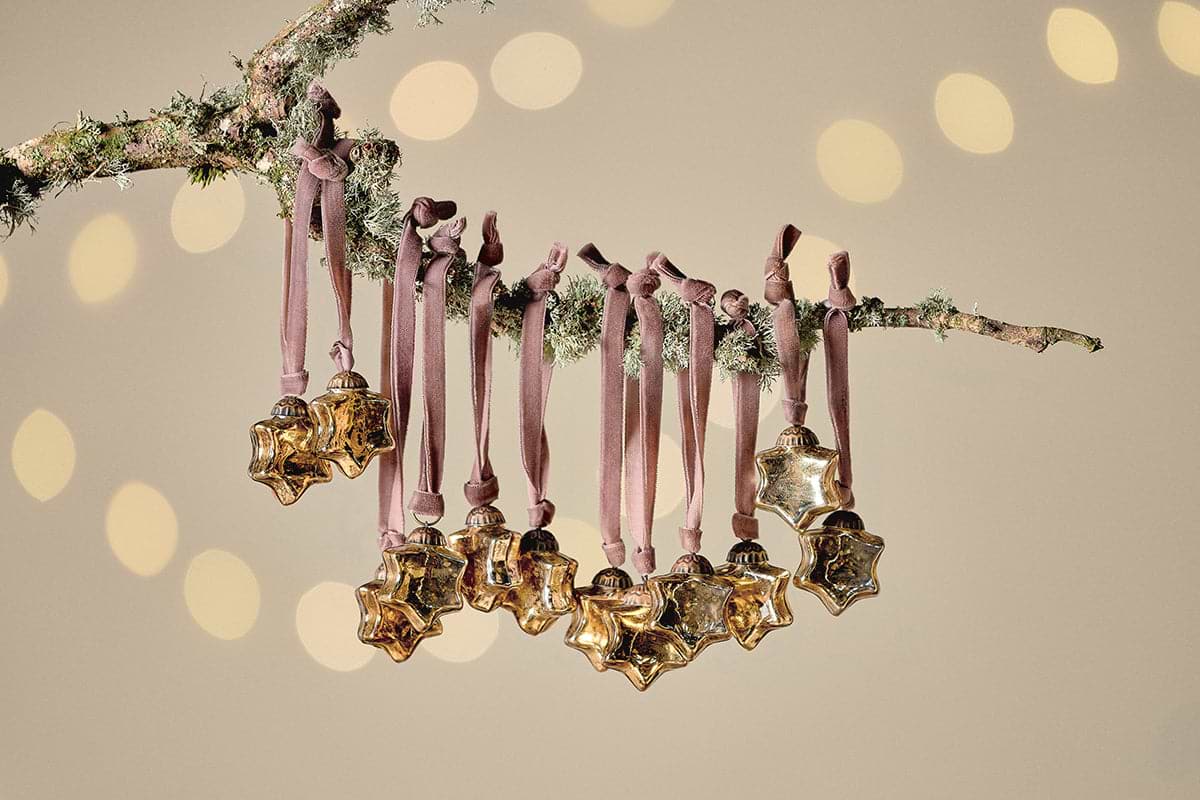 Sardi Star Baubles - Gold (Set of 12)-CHRISTMAS DECORATIONS-Nkuku