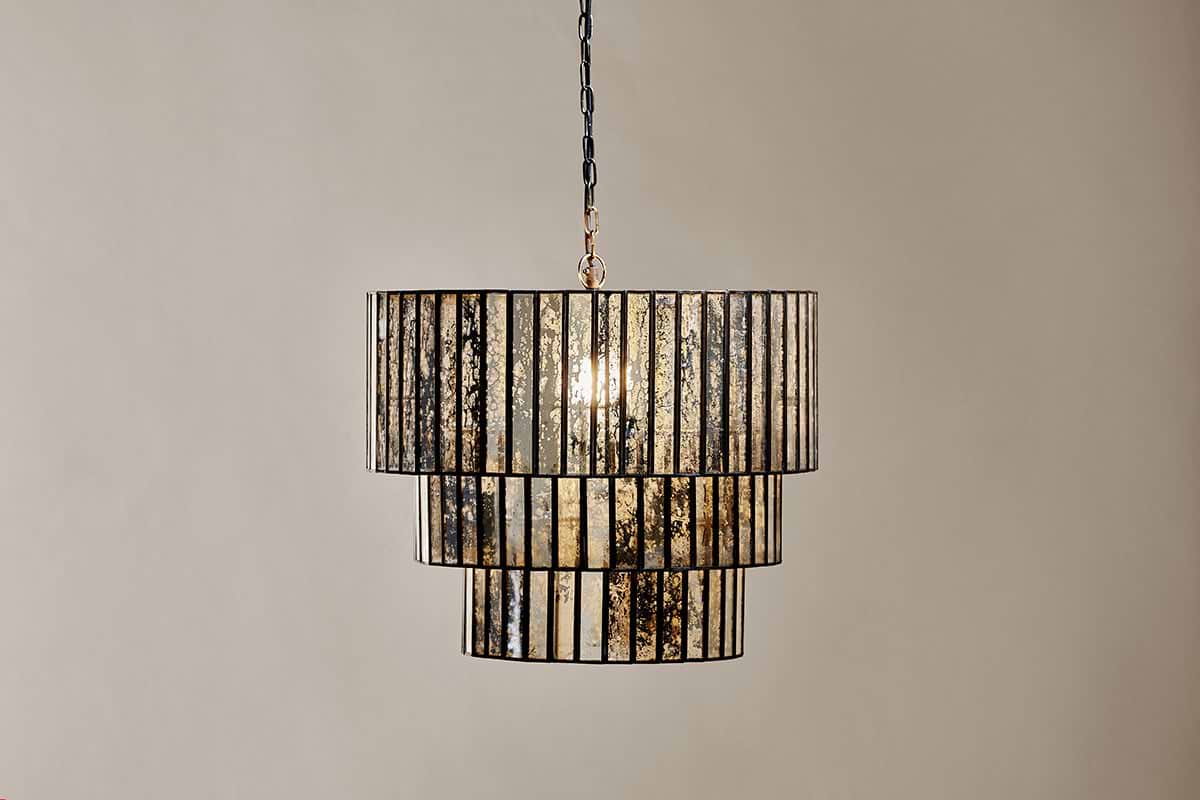 Shanaya Mottled Glass Chandelier - Antique Bronze-LIGHTS-Nkuku
