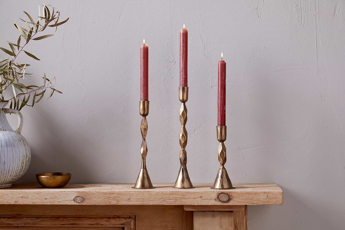 Shani Candlestick - Antique Brass-CANDLES HOLDERS & LANTERNS-Nkuku