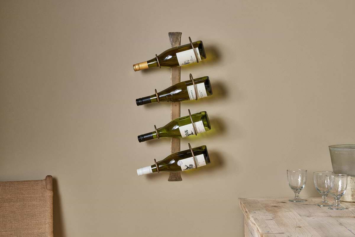 Shray Iron Wine Rack - Antique Brass-STORAGE FURNITURE-Nkuku
