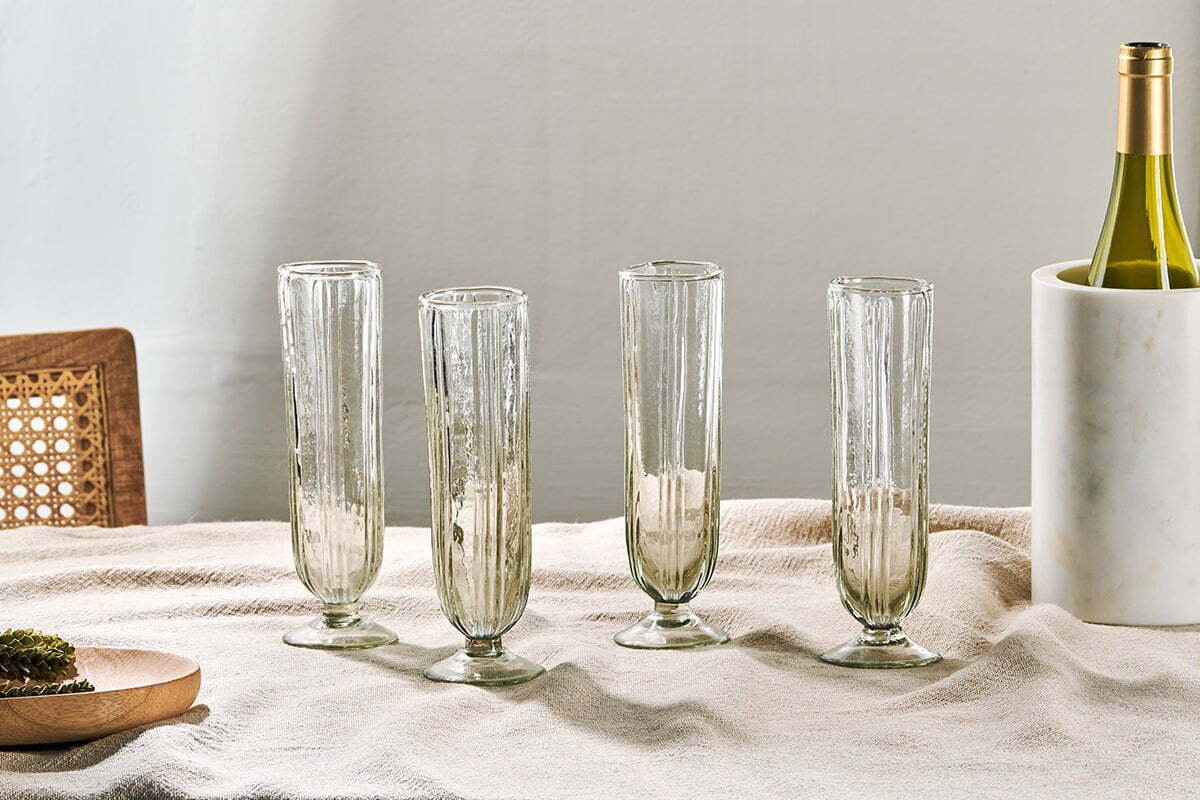 Sigiri Champagne Glass - Clear - (Set of 4)-GLASSWARE-Nkuku