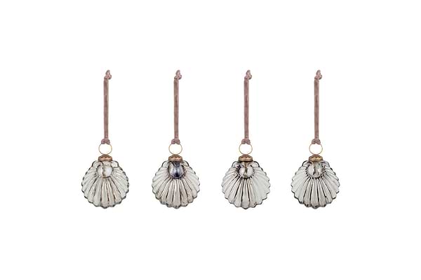 Sohni Shell Baubles - Gold & Cream - (Set of 4)