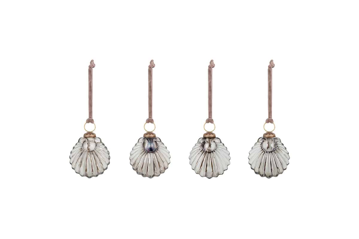 Sohni Shell Baubles - Gold & Cream - (Set of 4)