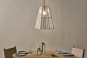 Solan Glass Lantern Pendant - Clear & Antique Brass