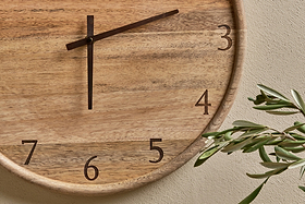 Som Mango Wood Clock - Natural-DECORATIVE ACCESSORIES-Nkuku