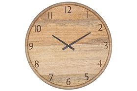 Som Mango Wood Clock - Natural-DECORATIVE ACCESSORIES-Nkuku