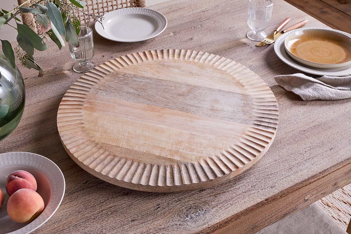 Soria Mango Wood Lazy Susan - Natural
