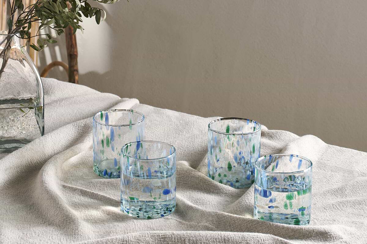 Taja Tumbler - Sea Blue (Set of 4)-GLASSWARE-Nkuku