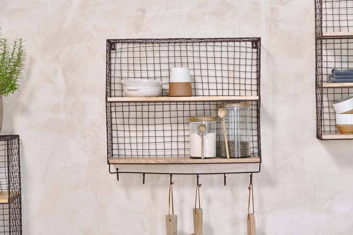 Tamba Shelf with Hooks-STORAGE FURNITURE-Nkuku