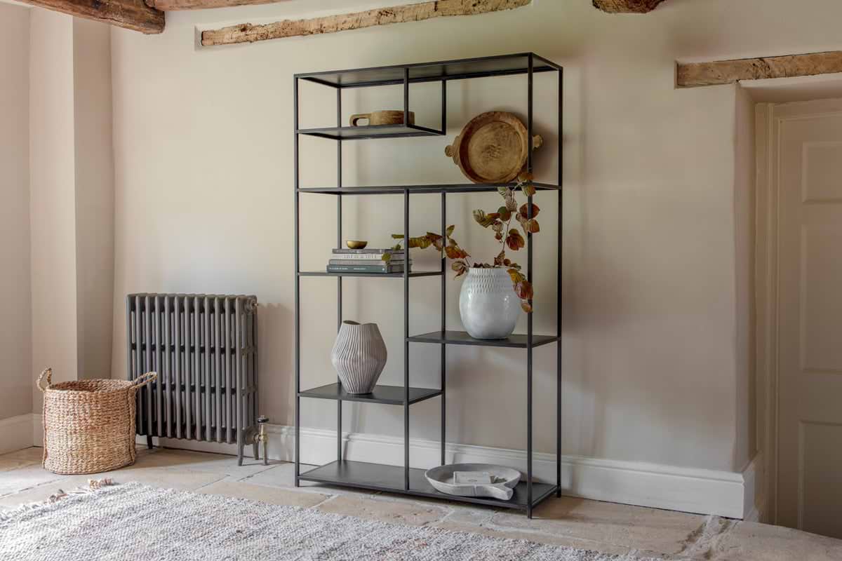 Tanvi Display Shelf - Black - Wide-STORAGE FURNITURE-Nkuku