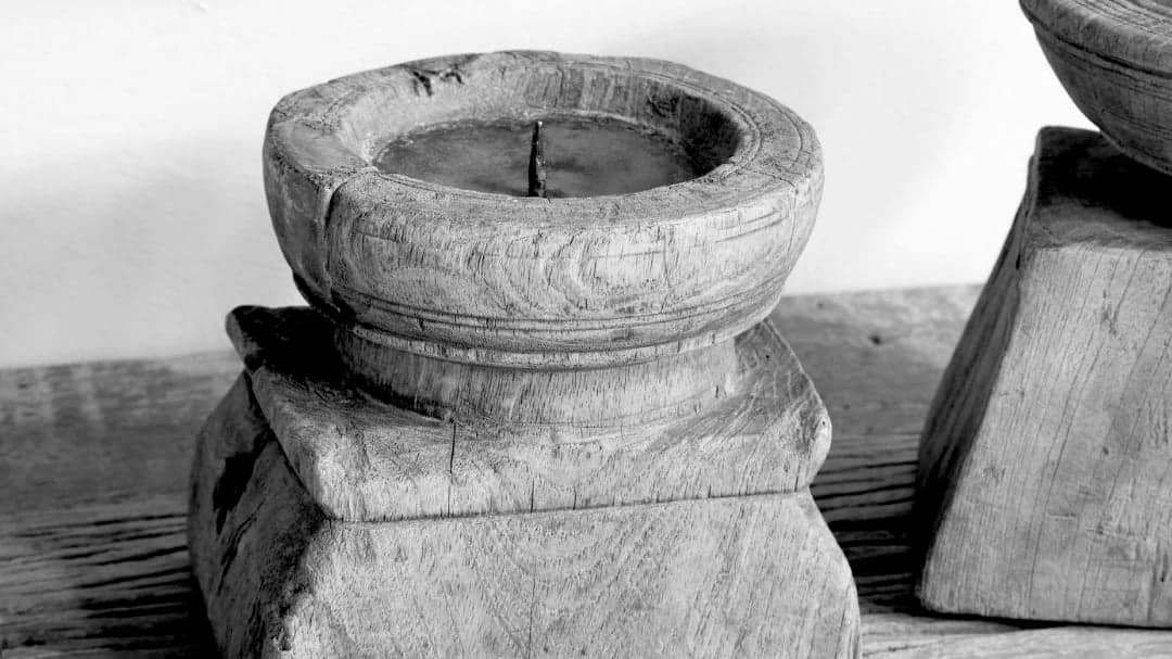Thoko Thoko Reclaimed Round Candlestick - Dark Stain – Nkuku