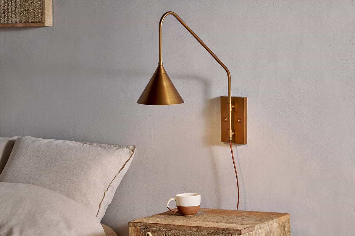 Thottam Swing Arm Wall Lamp - Antique Brass-LIGHTS-Nkuku