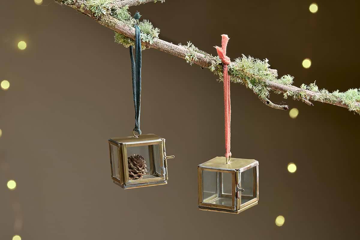 Tiny Kiko Box Decorations (Set of 2) - Antique Brass-CHRISTMAS DECORATIONS-Nkuku