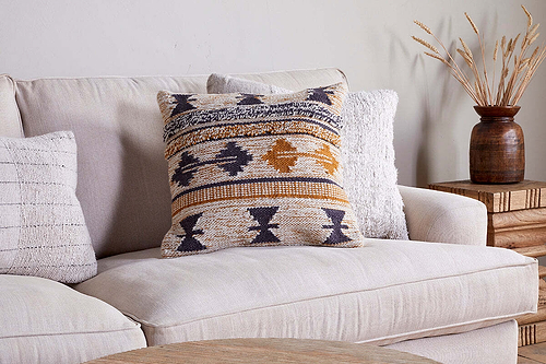 Tussi Ami Cushion Cover - Mustard & Grey-TEXTILES-Nkuku