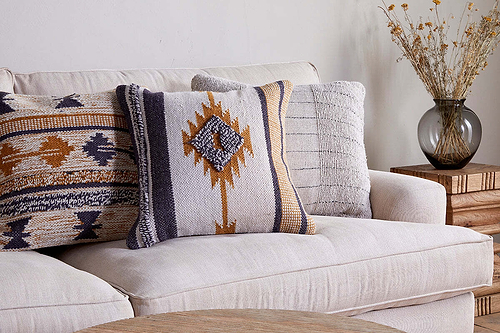 Tussi Mara Cushion Cover - Mustard & Grey-TEXTILES-Nkuku