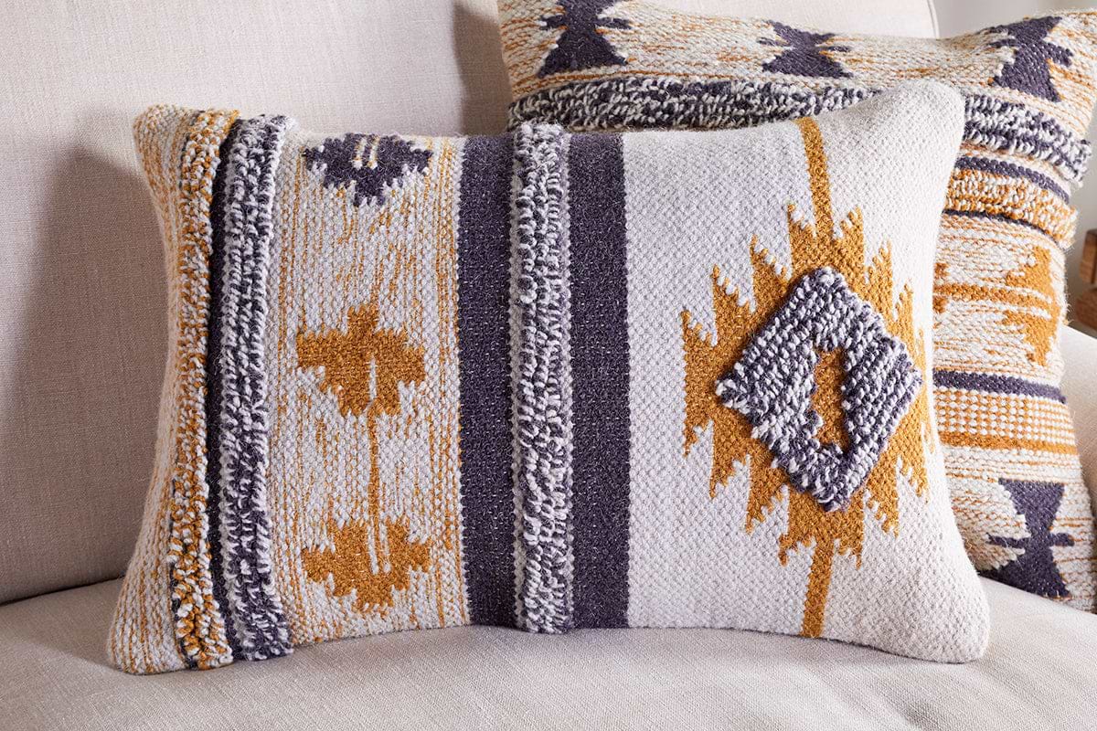 Tussi Sia Cushion Cover - Mustard & Grey