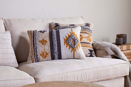 Tussi Sia Cushion Cover - Mustard & Grey-TEXTILES-Nkuku