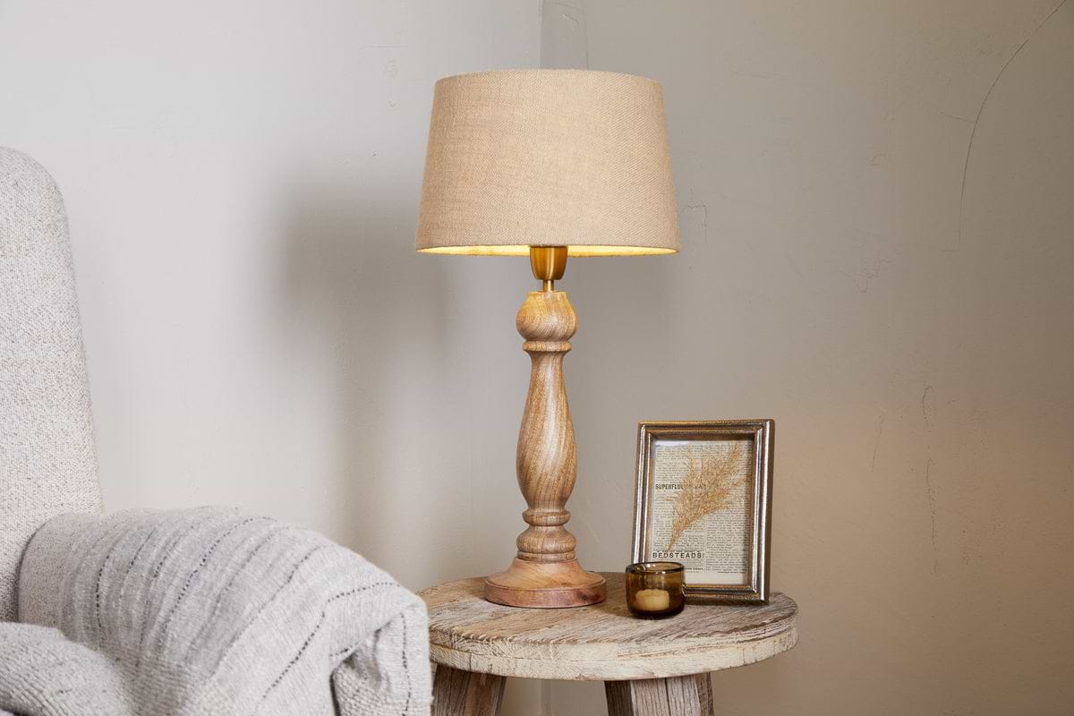 Usha Classic Wooden Table Lamp - Natural-LAMPS-Nkuku