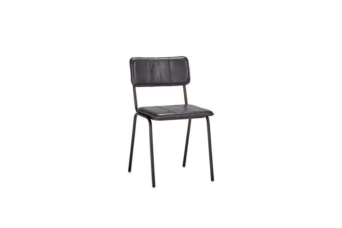 Ukari Leather Dining Chair - Aged Black-SEATING-Nkuku