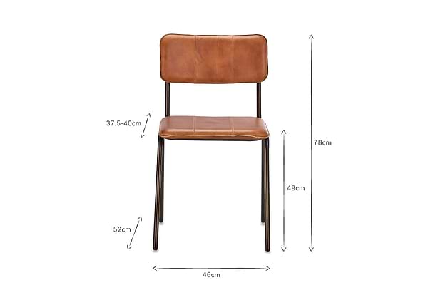 Ukari Leather Dining Chair - Aged Tan