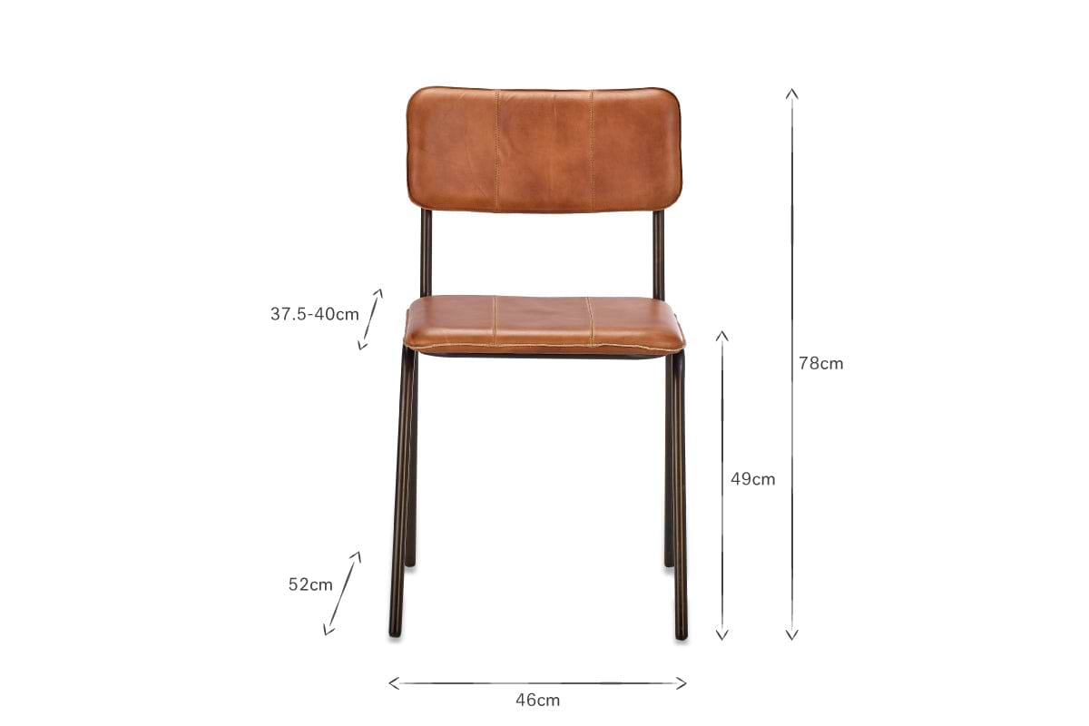 Ukari Leather Dining Chair - Aged Tan