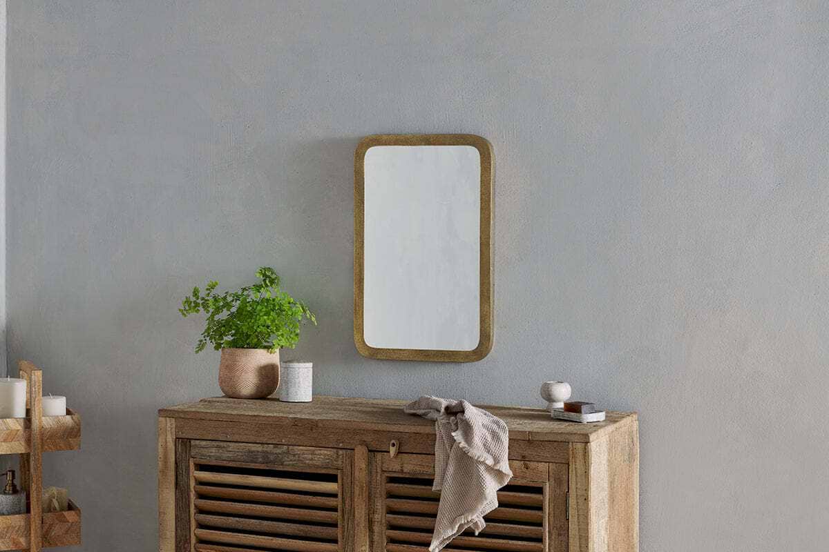 Ungura Rounded Mirror - Antique Brass - Small-MIRRORS-Nkuku
