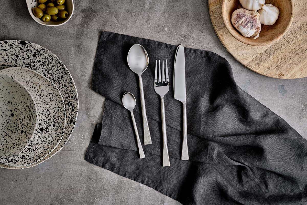 Usa Cutlery Set - Brushed Silver (Set of 16)-SERVEWARE-Nkuku
