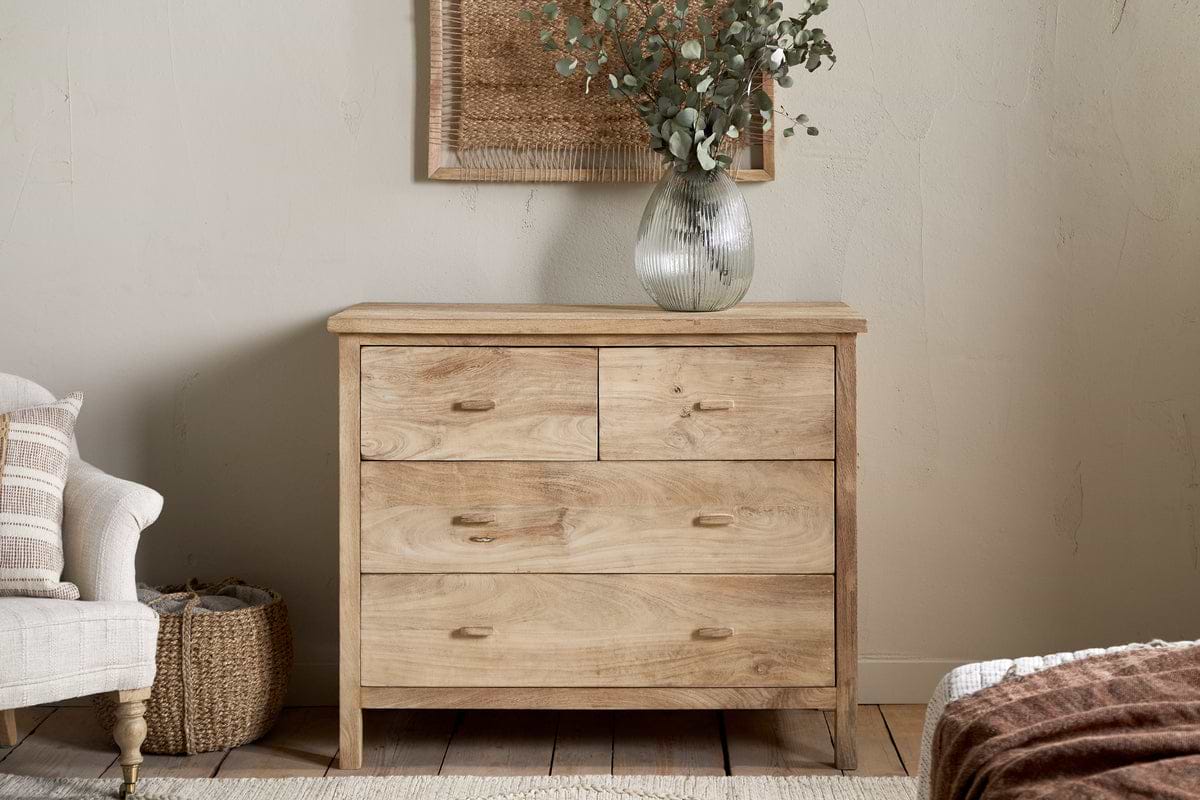 Vivan Grooved Chest of Drawers - Natural-BEDROOM FURNITURE-Nkuku